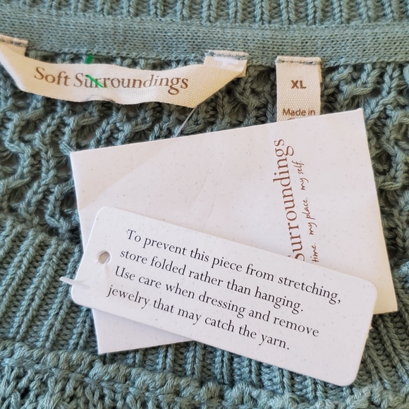 Soft Surroundings Touch of Cashmere Leander Sweater Size XL Sea Foam Green NEW - Picture 11 of 12